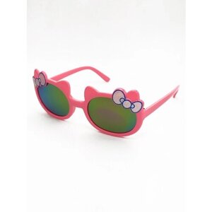 Солнцезащитные очки , кошачий глаз, со 100% защитой от УФ-лучей, для девочек, розовый