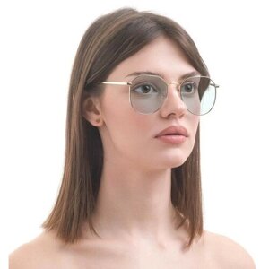 Солнцезащитные очки , круглые, оправа: металл, градиентные, поляризационные, для женщин, бирюзовый