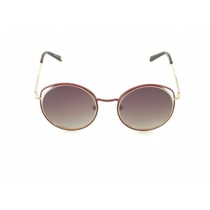 Солнцезащитные очки , круглые, оправа: металл, градиентные, поляризационные, для женщин, бордовый