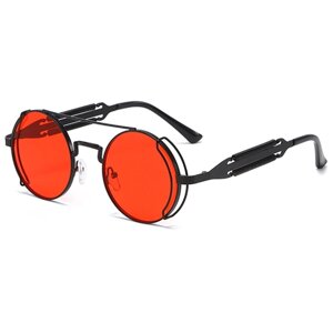 Солнцезащитные очки , круглые, оправа: металл, с защитой от УФ, черный