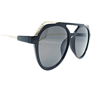 Солнцезащитные очки , круглые, оправа: пластик, для женщин, черный