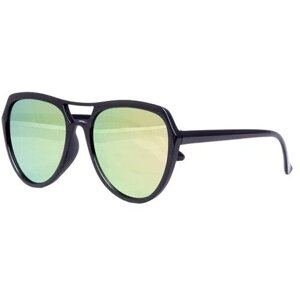 Солнцезащитные очки , круглые, оправа: пластик, складные, с защитой от УФ, черный
