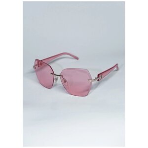 Солнцезащитные очки , квадратные, оправа: пластик, ударопрочные, устойчивые к появлению царапин, с защитой от УФ, для женщин, розовый