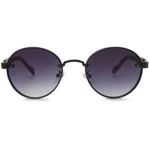 Солнцезащитные очки LeKiKO, круглые, оправа: металл, градиентные, черный