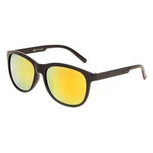 Солнцезащитные очки Loris, прямоугольные, оправа: пластик, зеркальные, черный