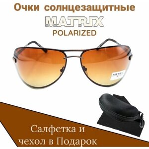 Солнцезащитные очки Matrix, овальные, оправа: металл, спортивные, поляризационные, с защитой от УФ, коричневый