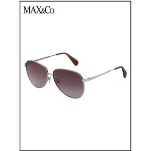 Солнцезащитные очки Max & Co., круглые, оправа: металл, с защитой от УФ, градиентные, серый