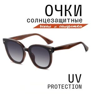 Солнцезащитные очки MI1008-C2, квадратные, оправа: пластик, поляризационные, с защитой от УФ, градиентные, для женщин, коричневый