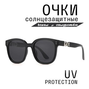 Солнцезащитные очки MI1011-C1, квадратные, оправа: пластик, с защитой от УФ, поляризационные, для женщин, черный
