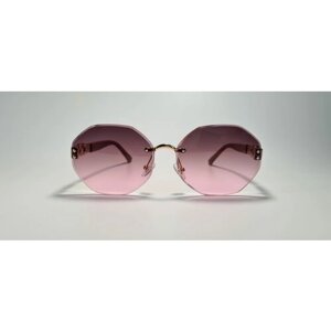 Солнцезащитные очки Noname, шестиугольные, оправа: металл, с защитой от УФ, градиентные, устойчивые к появлению царапин, для женщин, розовый