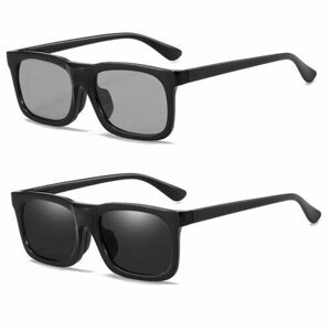 Солнцезащитные очки Очки-1, квадратные, оправа: пластик, поляризационные, черный