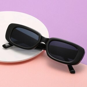Солнцезащитные очки , овальные, оправа: пластик, с защитой от УФ, черный