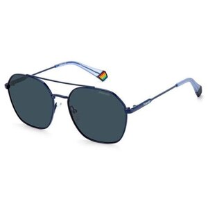 Солнцезащитные очки Polaroid, авиаторы, оправа: металл, поляризационные, с защитой от УФ, синий