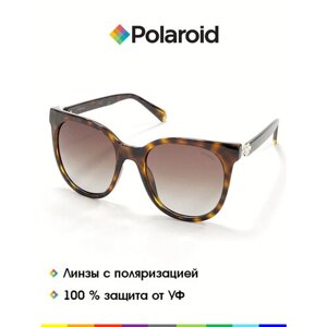 Солнцезащитные очки Polaroid, бабочка, оправа: пластик, устойчивые к появлению царапин, с защитой от УФ, поляризационные, для женщин, коричневый