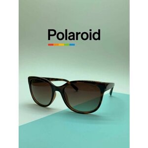 Солнцезащитные очки Polaroid, кошачий глаз, оправа: пластик, для женщин, коричневый