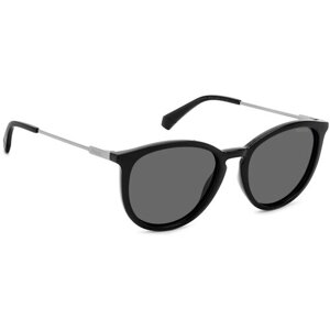 Солнцезащитные очки Polaroid, круглые, оправа: металл, поляризационные, с защитой от УФ, серебряный