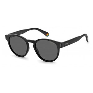 Солнцезащитные очки Polaroid, круглые, оправа: пластик, спортивные, поляризационные, с защитой от УФ, черный