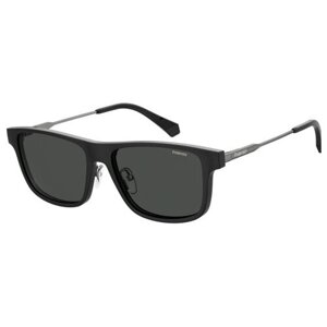 Солнцезащитные очки Polaroid, квадратные, оправа: металл, поляризационные, для мужчин, черный