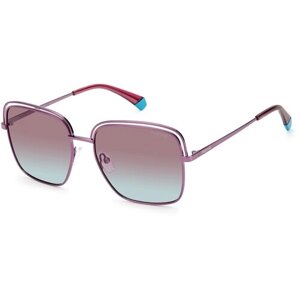 Солнцезащитные очки Polaroid, квадратные, оправа: металл, с защитой от УФ, поляризационные, фиолетовый