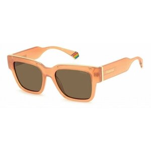 Солнцезащитные очки Polaroid, квадратные, поляризационные, с защитой от УФ, коралловый