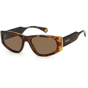 Солнцезащитные очки Polaroid, прямоугольные, оправа: пластик, с защитой от УФ, поляризационные, коричневый