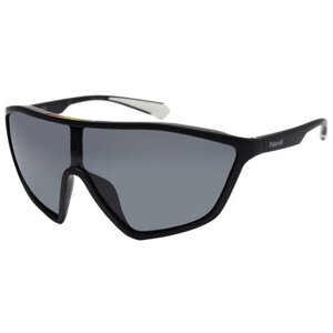 Солнцезащитные очки Polaroid, узкие, оправа: пластик, спортивные, черный