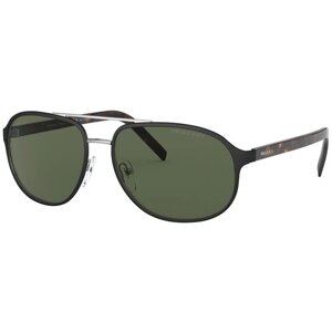 Солнцезащитные очки Prada, прямоугольные, оправа: металл, поляризационные, для мужчин, черный