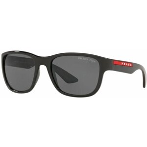 Солнцезащитные очки Prada, прямоугольные, оправа: пластик, поляризационные, с защитой от УФ, черный