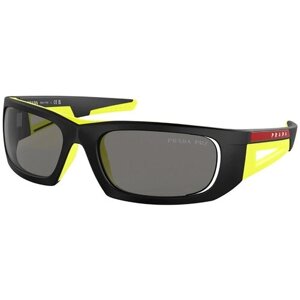 Солнцезащитные очки Prada, прямоугольные, оправа: пластик, спортивные, для мужчин, черный