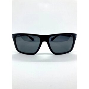 Солнцезащитные очки , прямоугольные, оправа: пластик, поляризационные, черный