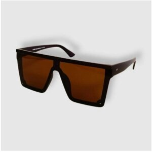 Солнцезащитные очки , прямоугольные, оправа: пластик, поляризационные, с защитой от УФ, коричневый