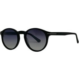 Солнцезащитные очки Romeo, круглые, оправа: пластик, с защитой от УФ, градиентные, поляризационные, черный