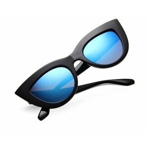 Солнцезащитные очки S00079, кошачий глаз, оправа: пластик, с защитой от УФ, поляризационные, зеркальные, голубой