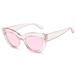 Солнцезащитные очки S00080, кошачий глаз, оправа: пластик, с защитой от УФ, поляризационные, зеркальные, розовый