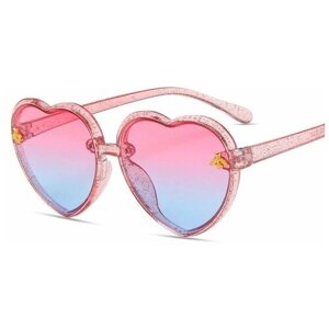 Солнцезащитные очки , сердце, оправа: пластик, для девочек, розовый