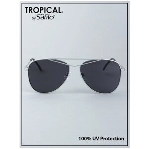 Солнцезащитные очки Tropical, авиаторы, оправа: металл, с защитой от УФ, для женщин, серебряный