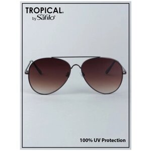 Солнцезащитные очки Tropical, авиаторы, оправа: металл, с защитой от УФ, градиентные, для женщин, зеленый