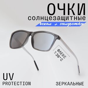 Солнцезащитные очки , вайфареры, оправа: пластик, с защитой от УФ, поляризационные, серебряный