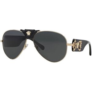 Солнцезащитные очки Versace, авиаторы, оправа: металл, с защитой от УФ, для мужчин, белый