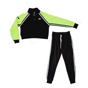 Спортивный костюм Full Kids, черный, салатовый, Арт. 02247, Рост 134