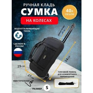 Сумка дорожная , 40 л, 27х29х54 см, ручная кладь, черный