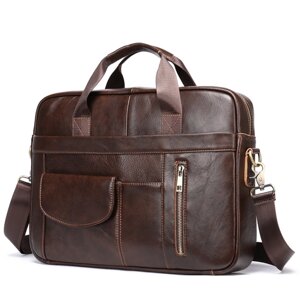 Сумка Кожаный коричневый портфель-сумка, коричневый
