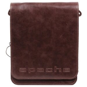 Сумка планшет Apache повседневная, натуральная кожа, коричневый