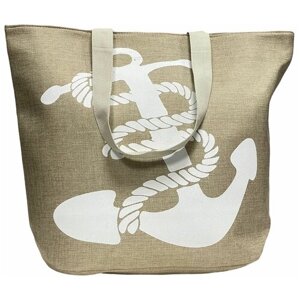 Сумка пляжная Bags-art повседневная, текстиль, вмещает А4, внутренний карман, регулируемый ремень, бежевый, белый