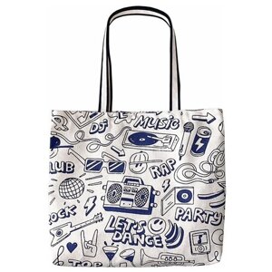 Сумка шоппер Bag & You, текстиль, синий, бежевый