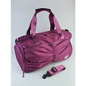 Сумка спортивная сумка , 50 л, 46х22х46 см, ручная кладь, отделение для обуви, отделение для мокрых вещей, плечевой ремень, водонепроницаемая, фиолетовый