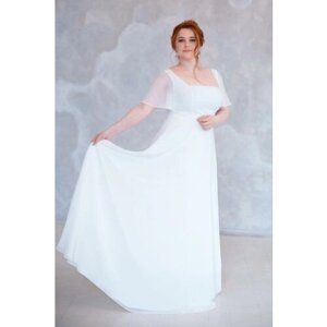 Свадебное платье Ольга Столярова, классический стиль, длина миди, полуприлегающий силуэт, укороченный рукав, размер 52-170, белый