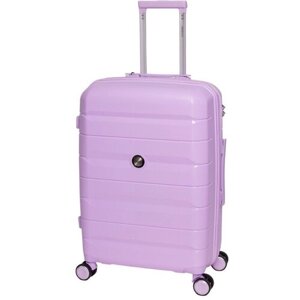 Умный чемодан Ambassador, полипропилен, увеличение объема, водонепроницаемый, опорные ножки на боковой стенке, ребра жесткости, 120 л, размер L, фиолетовый