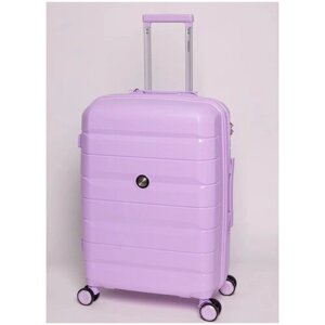 Умный чемодан Impreza, полипропилен, опорные ножки на боковой стенке, ребра жесткости, водонепроницаемый, рифленая поверхность, усиленные углы, увеличение объема, 50 л, размер M, фиолетовый