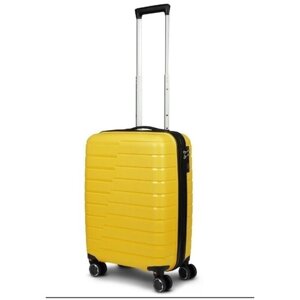 Умный чемодан Impreza, полипропилен, рифленая поверхность, ребра жесткости, опорные ножки на боковой стенке, увеличение объема, водонепроницаемый, 38 л, размер S, желтый